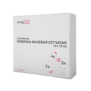 Повязка мазевая сетчатая стерильная Cu Zn + Ag EVERSMED, 10 × 10, №10